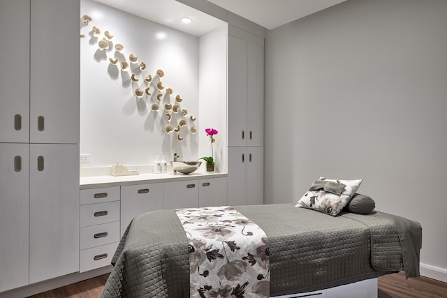 bedroom featuring dark wood-type flooring