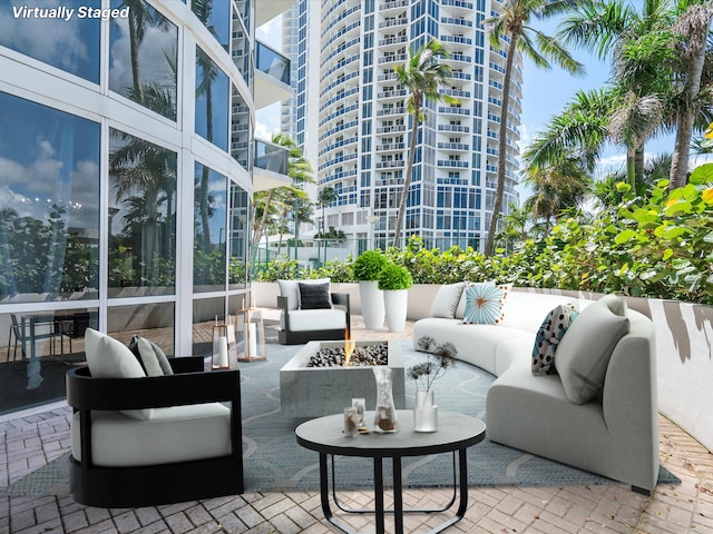 view of patio featuring an outdoor living space