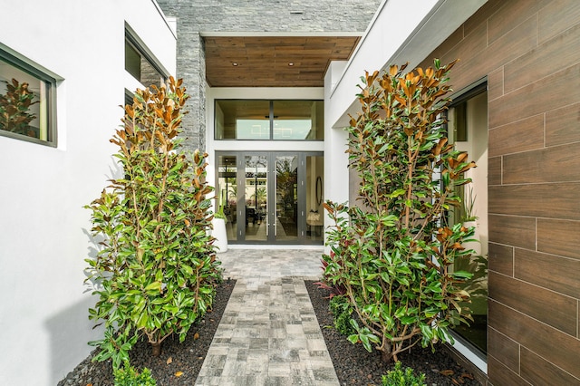 property entrance with french doors