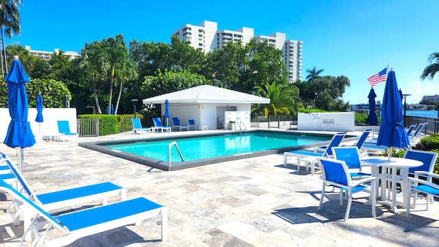 view of pool featuring a patio area