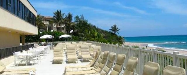 exterior space with a view of the beach and a water view