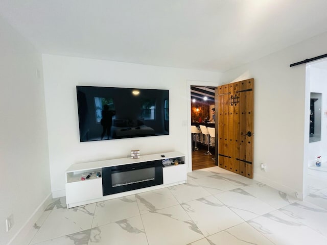 living room featuring light tile floors