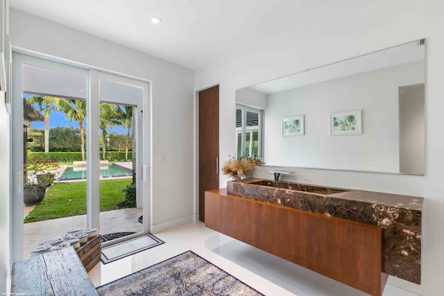 bedroom featuring wood ceiling, high vaulted ceiling, and access to exterior