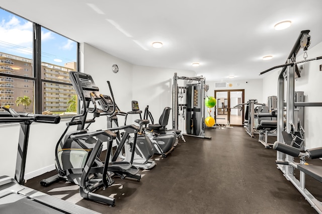 workout area with french doors