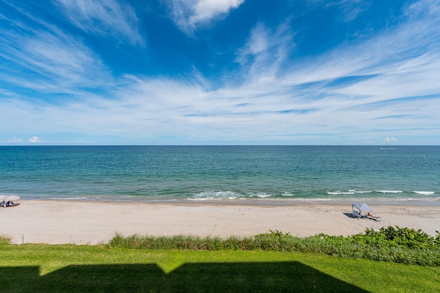 view of water feature with a view of the beach