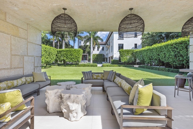 view of patio featuring an outdoor living space