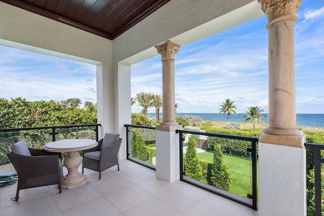 balcony with a water view