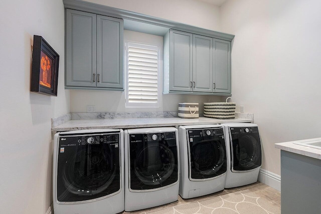 laundry room with cabinets and separate washer and dryer