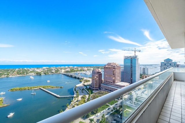 balcony with a water view