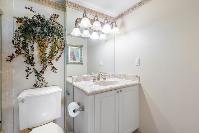 bathroom featuring toilet and large vanity