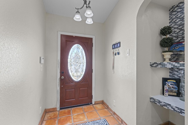 interior space featuring light tile patterned flooring