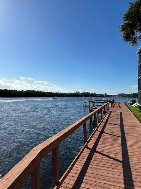 view of dock featuring a water view