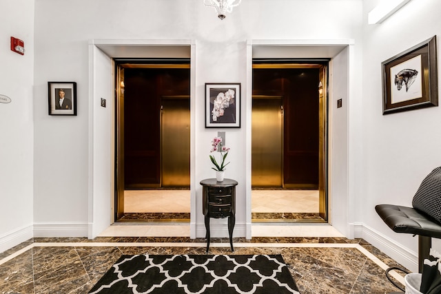 corridor featuring light tile flooring