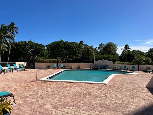 view of pool featuring a patio