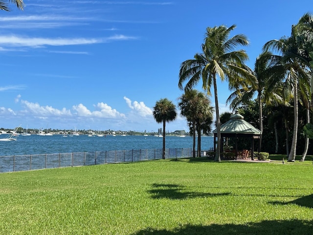 water view featuring a gazebo