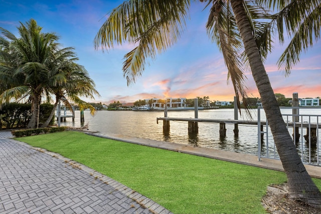 dock area featuring a water view