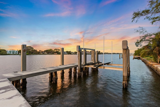 dock area featuring a water view