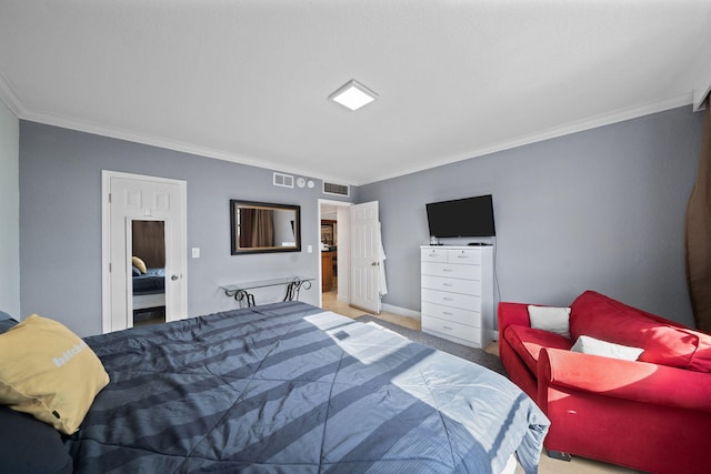 bedroom with ornamental molding