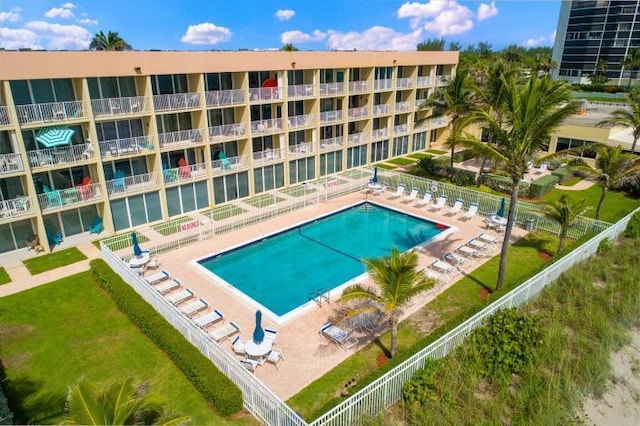 view of pool featuring a patio