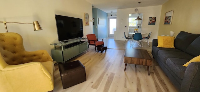 living room featuring light hardwood / wood-style floors