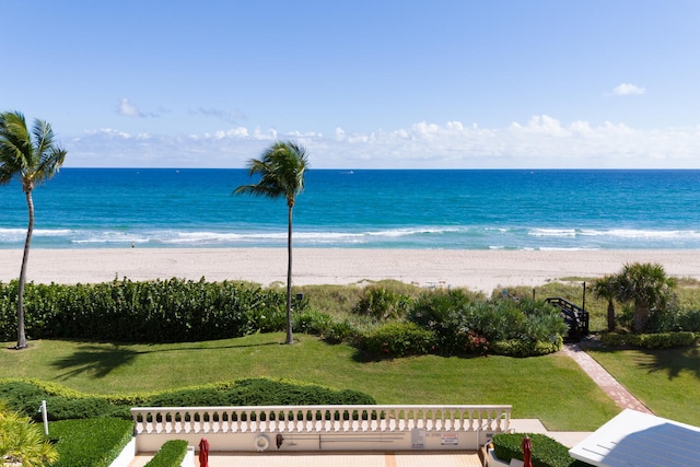 view of water feature with a view of the beach