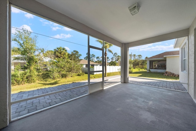 view of unfurnished sunroom