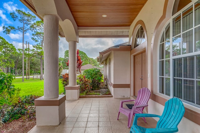 view of terrace featuring a porch