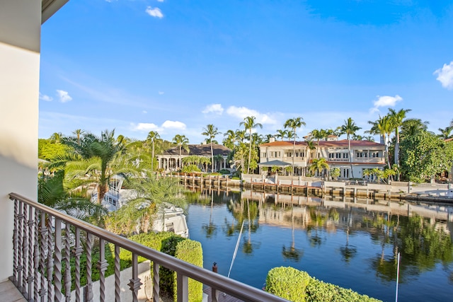 property view of water with a boat dock