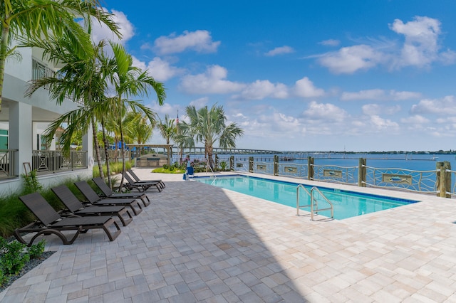 view of pool featuring a patio