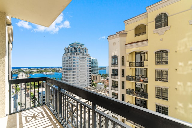 balcony with a water view