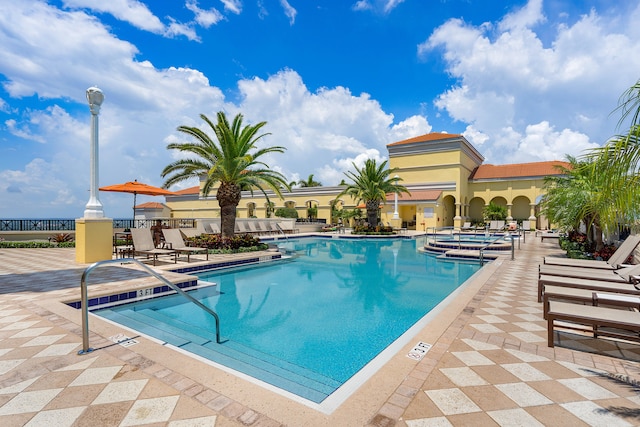 view of pool with a patio area