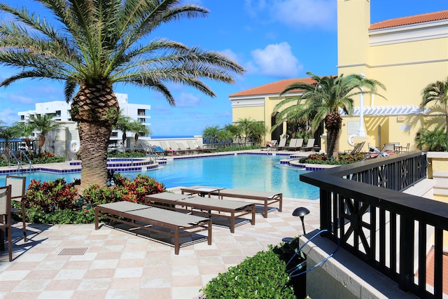 view of pool featuring a patio