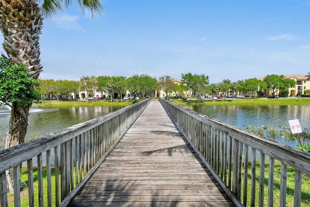 dock area featuring a water view