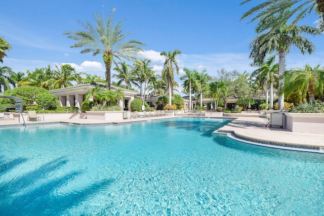 view of pool featuring a patio