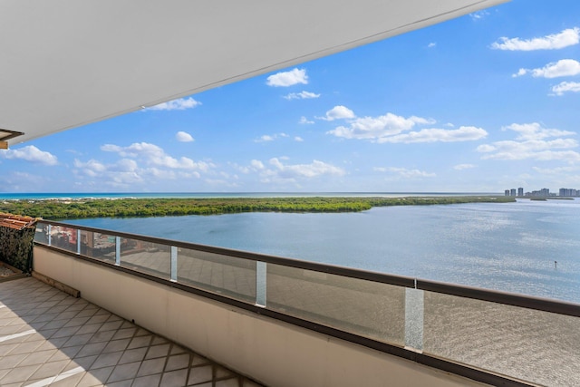 balcony with a water view