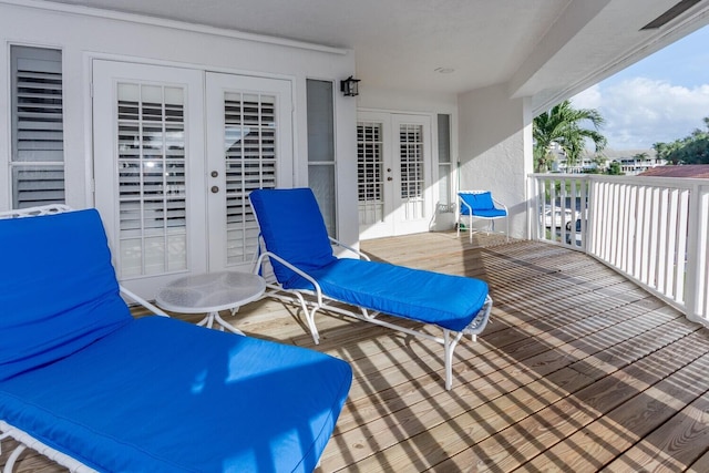 wooden deck with french doors