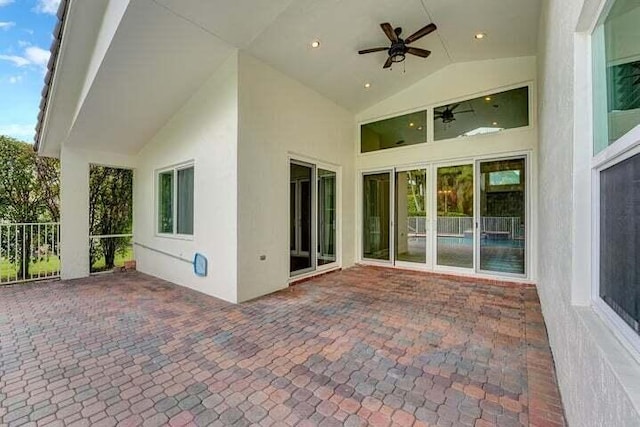 view of patio with ceiling fan