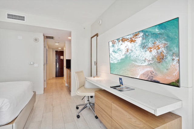 office featuring light wood-type flooring