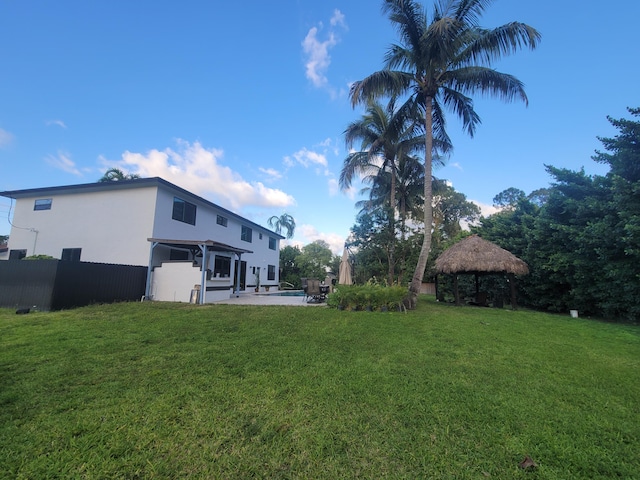 view of yard with a patio and a gazebo