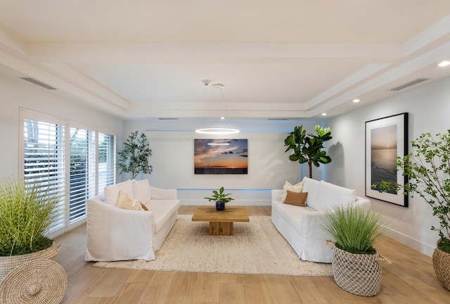 living room featuring light wood-type flooring