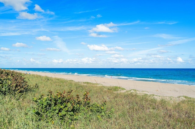 property view of water featuring a view of the beach