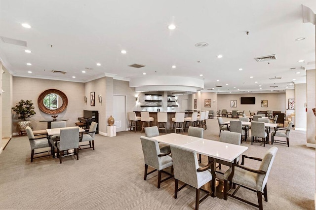 view of carpeted dining room