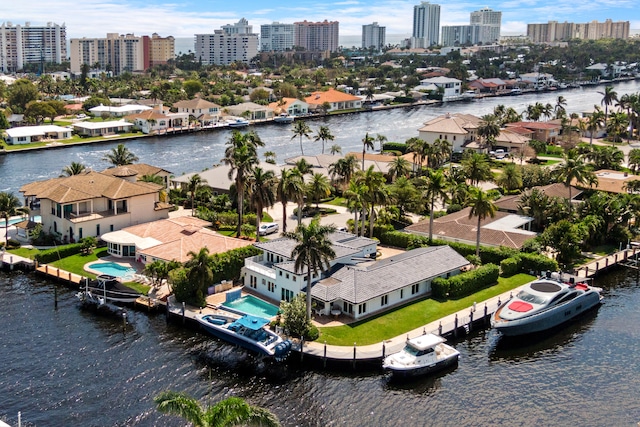 bird's eye view featuring a water view