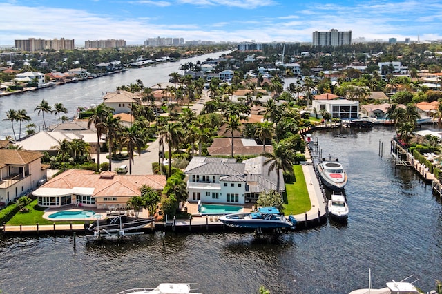 bird's eye view featuring a water view