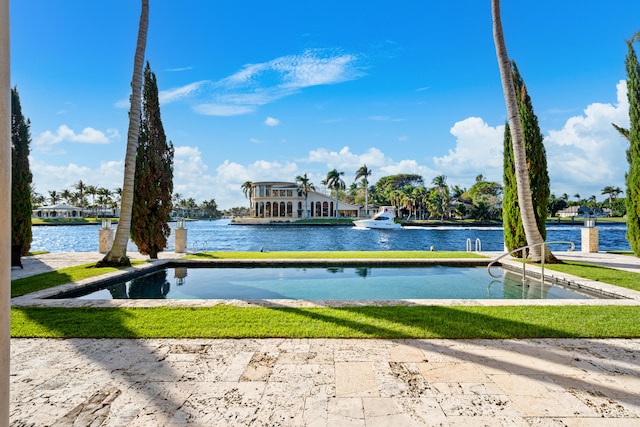 view of community featuring a water view