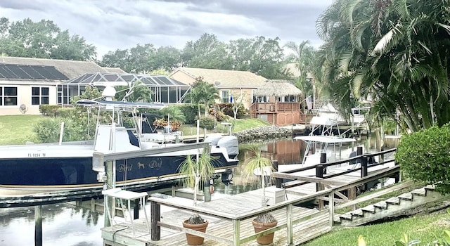 dock area featuring a water view