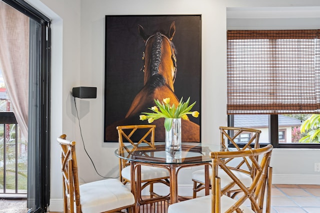 tiled dining area with a wealth of natural light