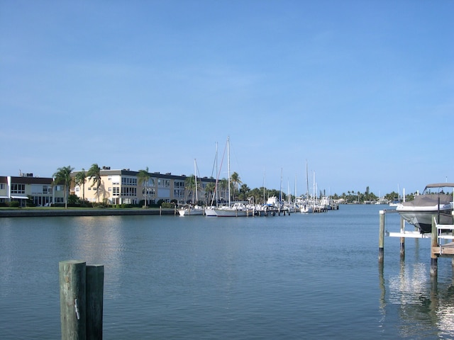 property view of water featuring a dock