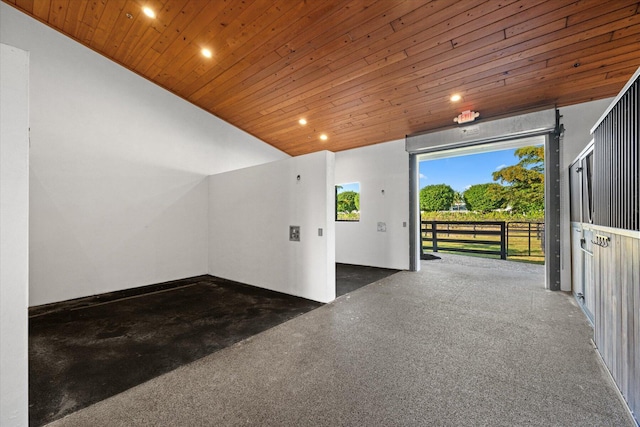 garage with wooden ceiling