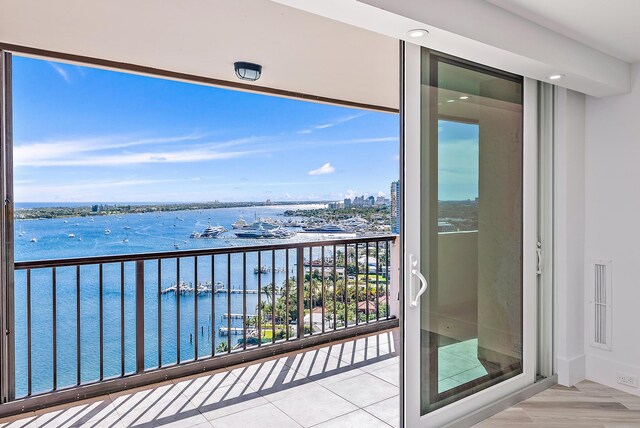 balcony with a water view